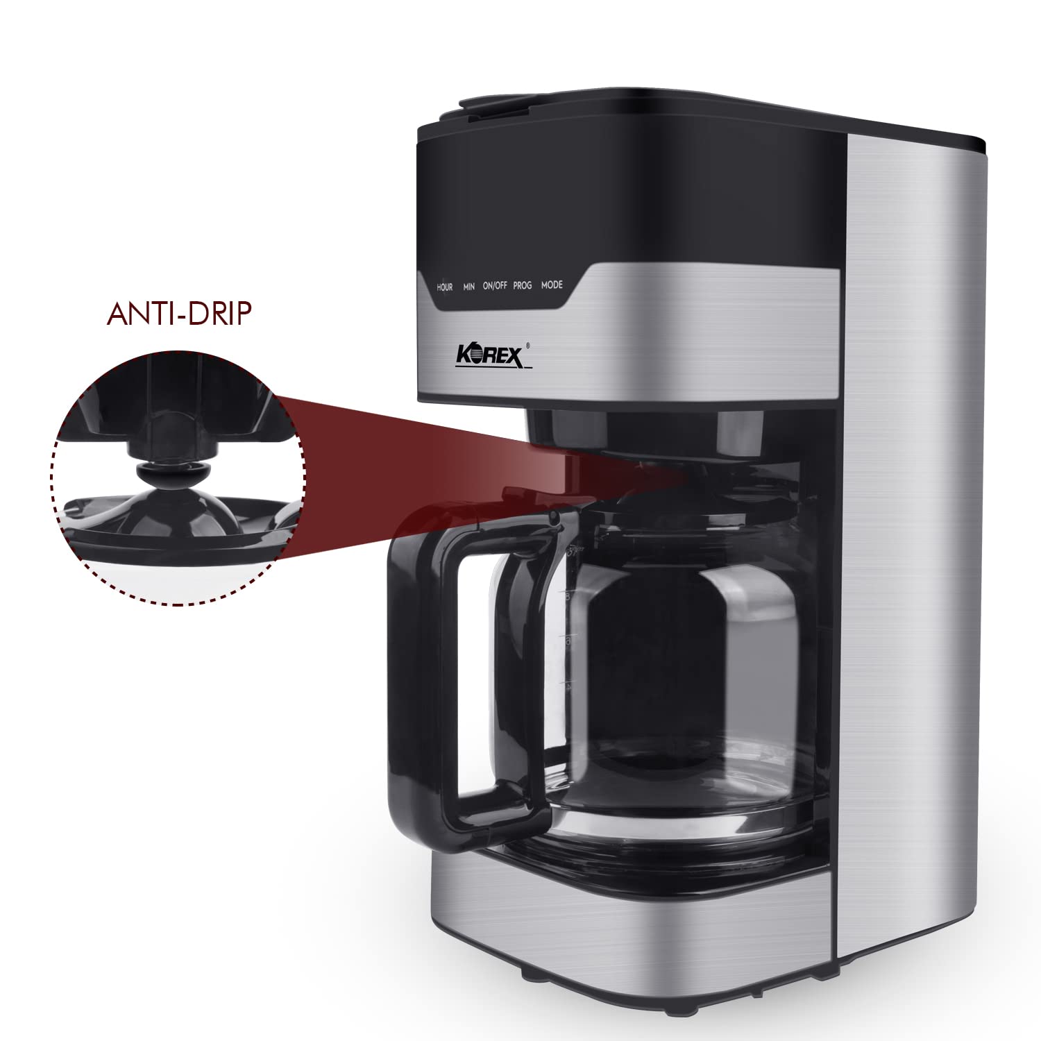 Korex Smart Coffee Maker, 1.5L Drip Filter Coffee Machine Easy